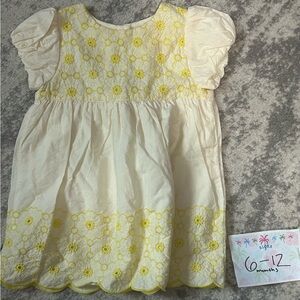 Boden Cream Dress with Yellow Floral Embroidery